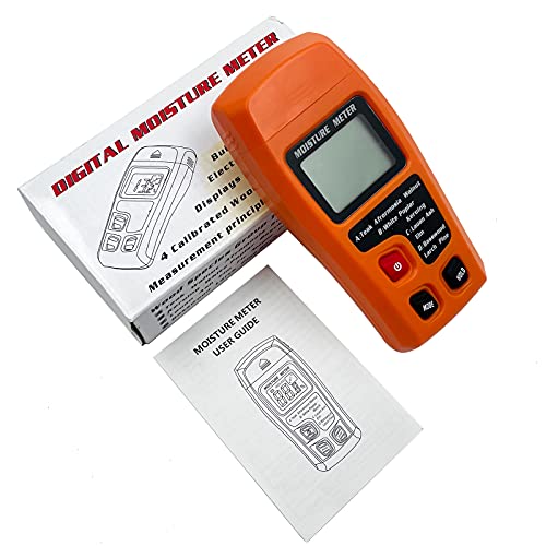 Digital Wood Moisture Meter Wood Humidity Tester Hygrometer Timber Damp Detector Large LCD Display (Orange) QYQRQF