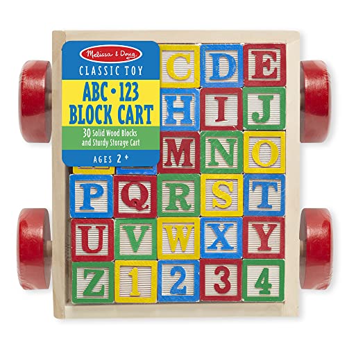 Melissa & Doug Classic ABC Wooden Block Cart Educational Toy With 30 1-Inch Solid ABC Wood Blocks For Toddlers Ages 2+ Melissa & Doug