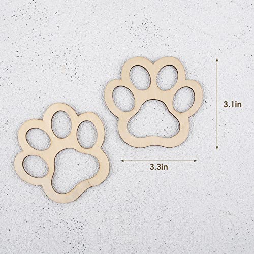 Framendino, 24 Pack Unfinished Wood Pet Paw Cutouts Blank Wooden Dog Cat Claws Cutout for DIY Crafts Painting Framendino