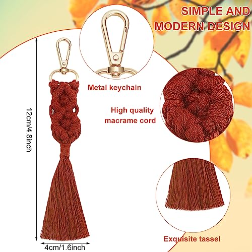 WEBEEDY 8 Sets Macrame Keychain Kit DIY Macrame Autumn Colors Keychain for Boho Bag Charm Macrame Kit for Adults Beginners WEBEEDY