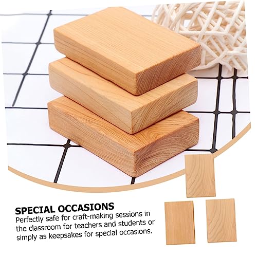 VILLFUL 3pcs Block Craft Toys Unfinished Wood Cutout Puzzle Toy Rectangular Wood Jewelry Accessories Wood Cube for Craft Wood Toys Puzzle Accessories VILLFUL