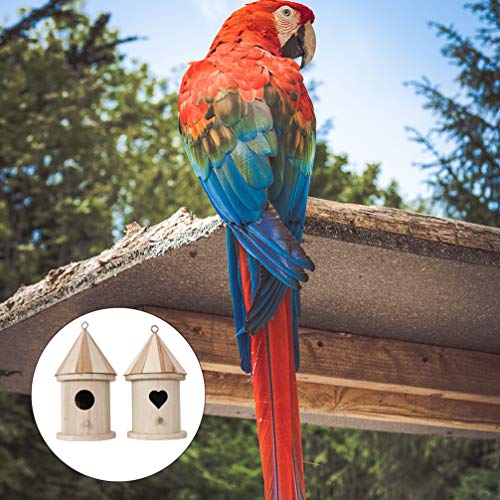 EXCEART 2Pcs Wooden Bird House Unfinished Birdhouse to Paint Hanging Birdhouse for Outside, Garden Patio Decorative EXCEART