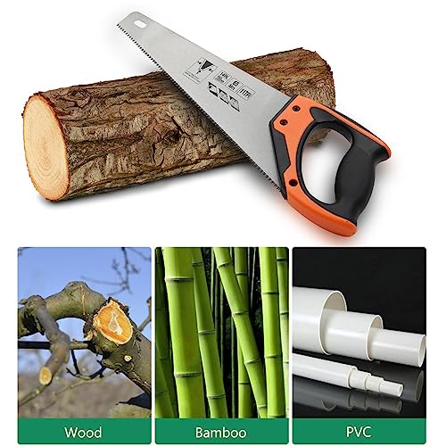 14 Inch Wood Hand Saw, 11 TPI Universal Handsaw Non-slip Ergonomic Handle Rustproof Wood Saw WBJKZJD