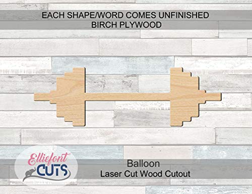 Barbell Wood Cutouts for crafts, Laser Cut Wood Shapes 5mm thick Baltic Birch Wood, Multiple Sizes Available Elliefont Styles