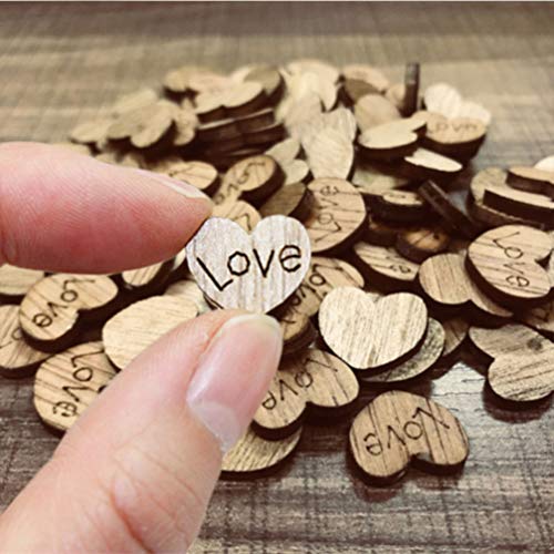 LIOOBO 500Pcs Wood Crafts Wooden Crafts Wooden Hearts Love Wooden Buttons 100pcs Bamboo LIOOBO
