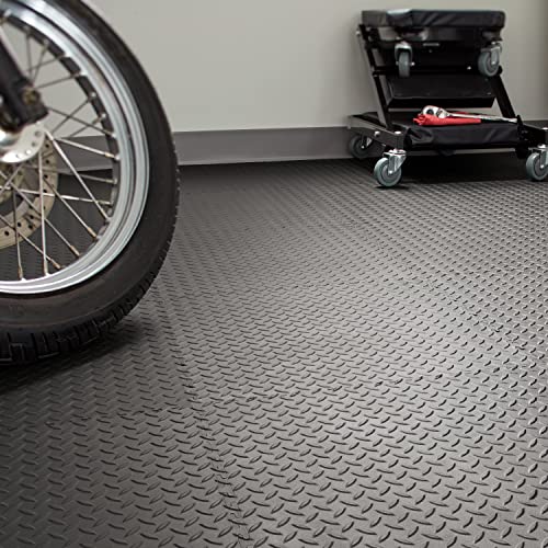 VersaTex Garage Floor 18 x 18 inch Square Rubber Diamond Plate Interlocking Floor Tiles for Home Gym, Garage Flooring, Trade Show Flooring, Basement VERSATEX