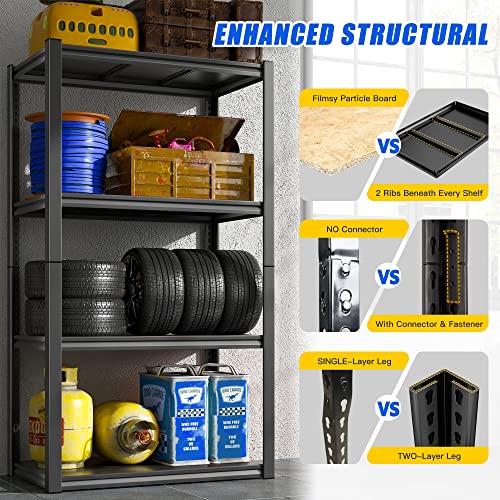 Raybee Garage Shelving Adjustable Storage Shelves 4 Tier Metal Shelving Unit Industrial Metal Shelves for Storage Garage Shelf Storage Rack for Raybee