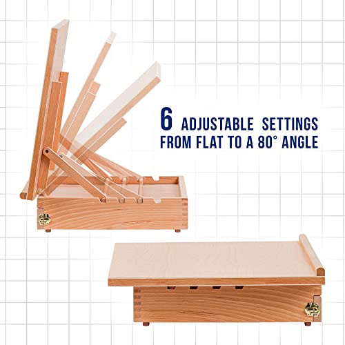 US Art Supply Adjustable Wood Artist Drawing & Sketching Board with Storage Drawer US Art Supply