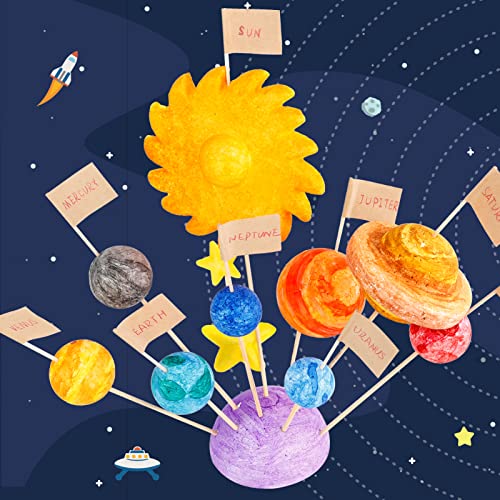Pllieay 63PCS Solar System Foam Ball Kit Includes Color Pigments, Palette, Mixed Sized Polystyrene Spheres Balls, Toothpick Flag, Painting Brushes, Pllieay