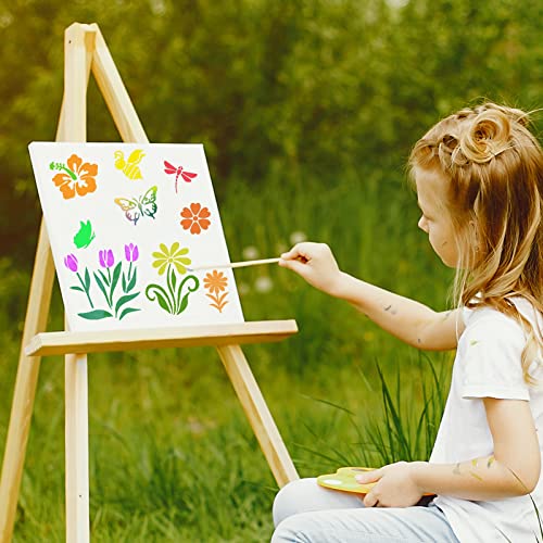 80 Pcs Stencils for Painting on Wood, Reusable Flower Stencils Butterfly Stencils Bird Plastic Stencils Bee Wall Stencil DIY Craft Template Paint DZXCYZ