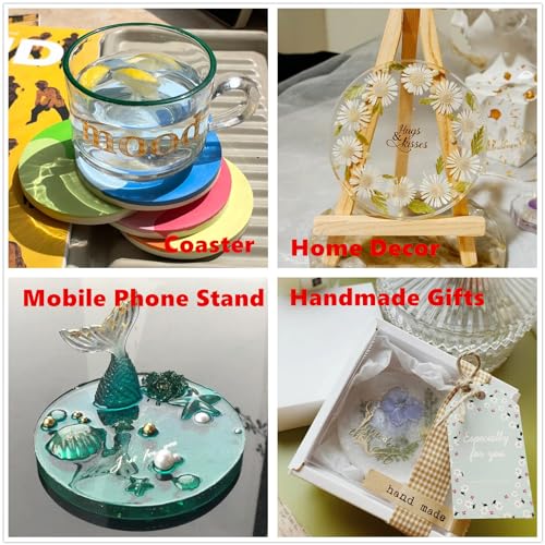 Midnadiy 8 Pcs Thickened Resin Coaster Molds - Large Round Square Silicone Coaster Molds for Epoxy Resin, DIY Crafts, Home Decor, Gifts - Durable and Midnadiy