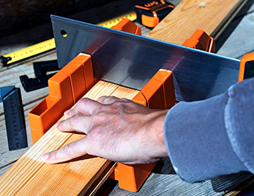 ACEgoes 12" Miter Box with Saw Included, Reinforced Steel Back Saw for Accurate Cutting, Preset 90 Degree 45 Degree 22.5 Degree and 0 Degree Cuts, ACEgoes