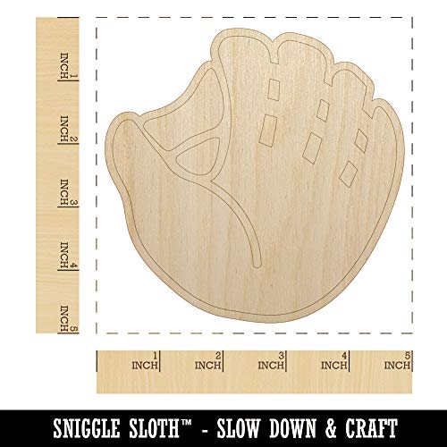 Baseball Glove Mitt Unfinished Wood Shape Piece Cutout for DIY Craft Projects - 1/8 Inch Thick - 4.70 Inch Size Sniggle Sloth