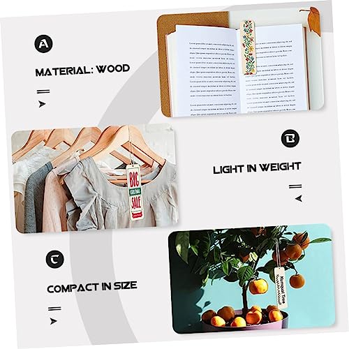 Tofficu 1 Set Wooden Bookmark Wood Crafts Tags Wooden Craft Bookmarks Unfinished Bookmark Blank Wooden Gift Tags Labels Lables Rustic Blank DIY Tofficu