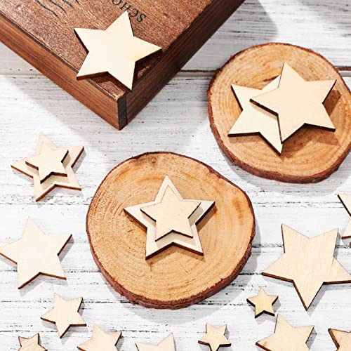 Artibetter Unfinished Wooden Stars 500pcs Wooden Star Cutouts Different Sizes Blank Star Wood Pieces for Christmas Holiday DIY Crafts ARTIBETTER