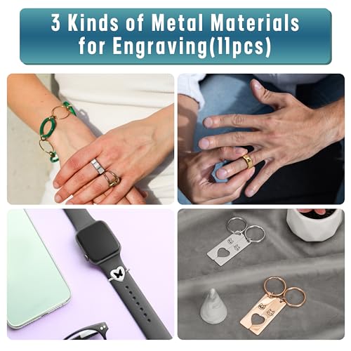 Csyidio 105 PCS Laser Engraving Materials, Jewelry Making Engraving Accessories for All Laser Engravers with Instructions, 45 PCS Stainless Steel Csyidio