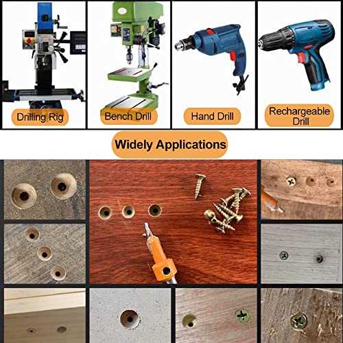 ASNOMY 10Pcs Wood Countersink Drill Bit Set, 5Pcs Countersink Drill Bit with 5Pcs Extra Pilot Drill bit, Tapered Drill Bits with 5/16" Round Shank, ASNOMY