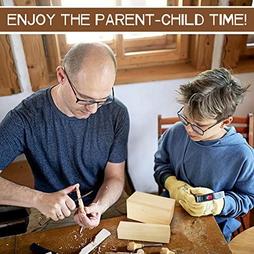 Basswood Carving Blocks, 19PCS Whittling Wood Blocks Wood Carving Kit with 3 Different Sizes, Bass Wood for Wood Carving Easy to Use, for Kids and K KERNOWO