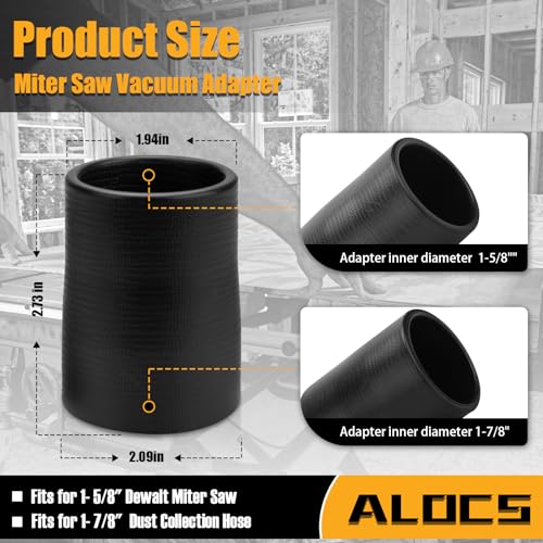 Table Saw Vacuum Adapter Replacement For Dewalt DWE7491RS - Suitable for Connecting 2 1/2" Table Saw Outlet to 1 7/8" Shop Vac Hose, Dewalt Dust Alocs