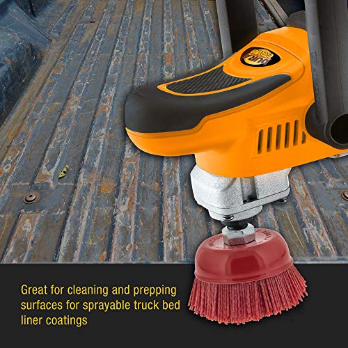 Dura-Gold 4" Abrasive Filament Nylon Bristle Cup Brush - Coarse Sanding Scuffing Brush, 5/8" 11 Thread, 1/4" Drill Arbor - Remove Rust, Corrosion, Dura-Gold