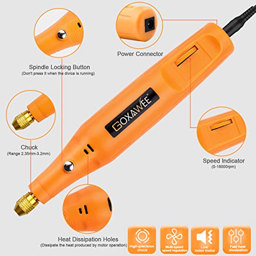 GOXAWEE 24V Mini Rotary Tool, Corded Rotary Tool with 105pcs Accessories, 18000rpm Multi-Purpose Power Rotary Tool for Handmade Crafting and DIY GOXAWEE