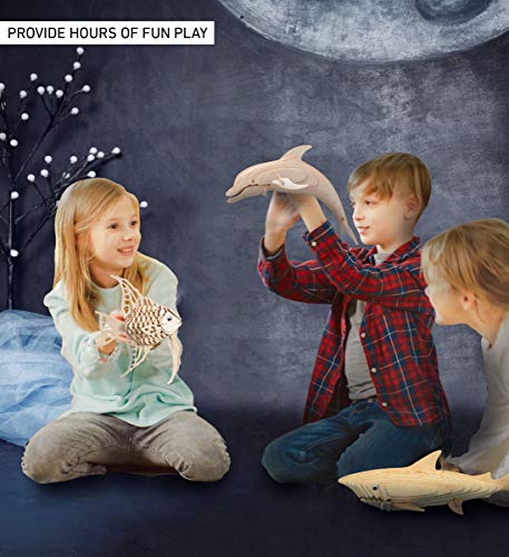 Puzzled 3D Puzzle Angel Fish Wood Craft Construction Model Kit, Fun Unique & Educational DIY Wooden Toy Assemble Model Unfinished Crafting Hobby Puzzled