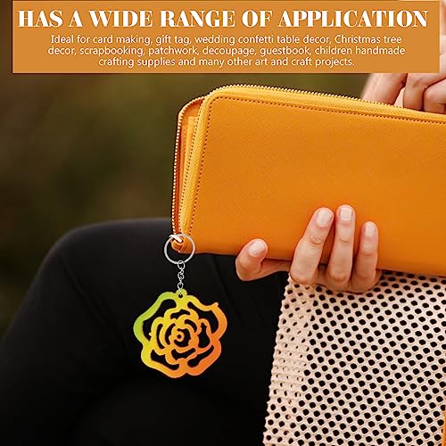 Hollow Rose Flower Mini Wooden Slices DIY Crafts Cutouts Wooden Scrapbooking Flower Shaped Hanging Ornaments for Valentine's Day Wedding Party Abaodam