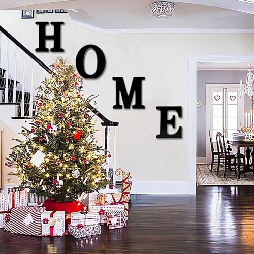 AOCEAN 12 inch Black Wood Letters Unfinished Wood Letters for Halloween Decorative Standing Letters Slices Sign Board Decoration for Craft Home Party AOCEAN