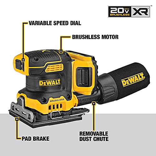 DEWALT 20V MAX* XR Palm Sander, Sheet, Variable Speed, 2-Ah Battery, 1/4-Inch (DCW200D1) DEWALT