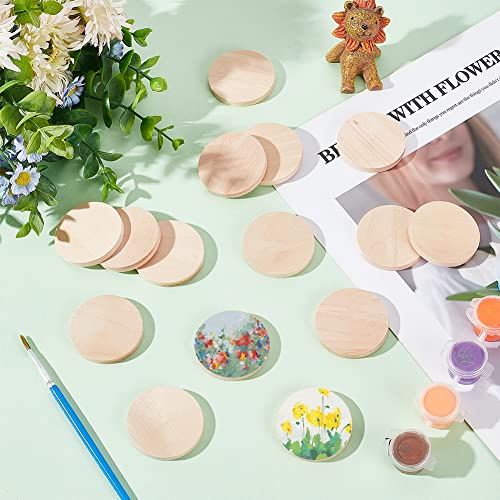 OLYCRAFT 50pcs 1.6 inch Natural Wood Slices 0.2" Unfinished Wooden Circles Blank Natural Wood Circle Round Cutouts Thick Wood Discs Chip for DIY OLYCRAFT