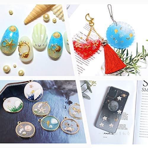 OLYCRAFT 2380pcs Ocean Themed Resin Filler Alloy Epoxy Resin Supplies UV Resin Filling Accessories for Resin Jewelry Making Sliver & Gold- 7 Shapes OLYCRAFT