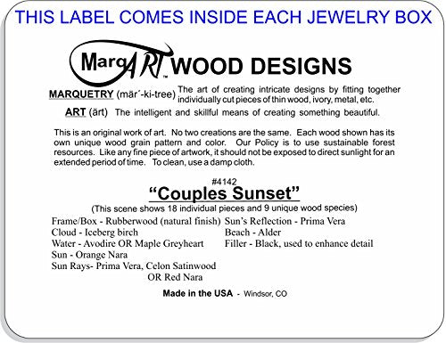 MarqArt Wood Art Sunset Box-Handmade USA -Unmatched Quality -Unique, No Two are the Same -Original Work of Wood Art. A Couples Gift, Ring, Trinket or MarqArt