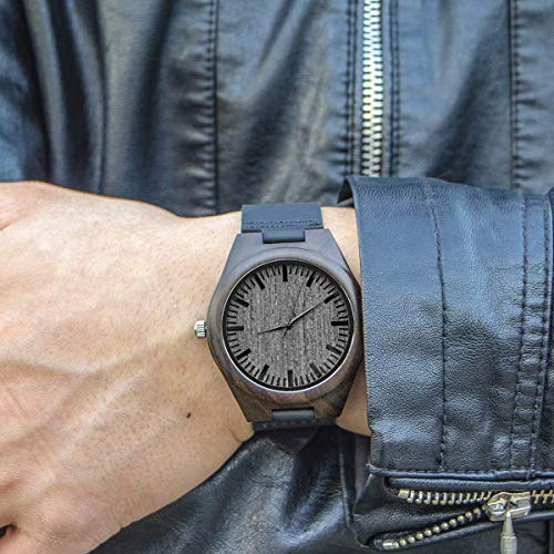 UFOORO Fathers Day Engraved Wooden Watches for Men,Gifts for Husband at Wedding Anniversary, Natural Wood Custom Watch for Him Birthday UFOORO