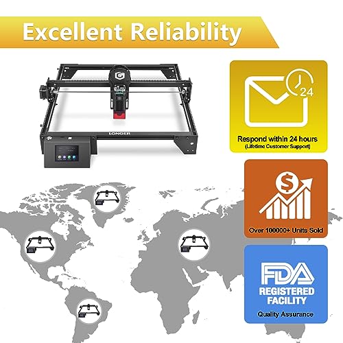 Official LONGER RAY5 Laser Engraving and Cutting Machine, 40W Laser Engraver for Wood and Metal, Acrylic, Leather, Glass, etc, 3.5 inch Touch Screen, Longer