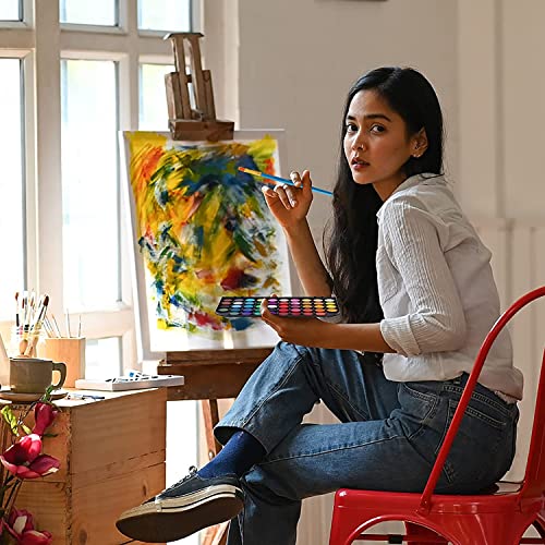 48-Color Watercolor Paint Set With Brush, Refillable Water Brush Pen, Palette, and Water-Washable Paints for Kids, Adults and Artists RVOGJP