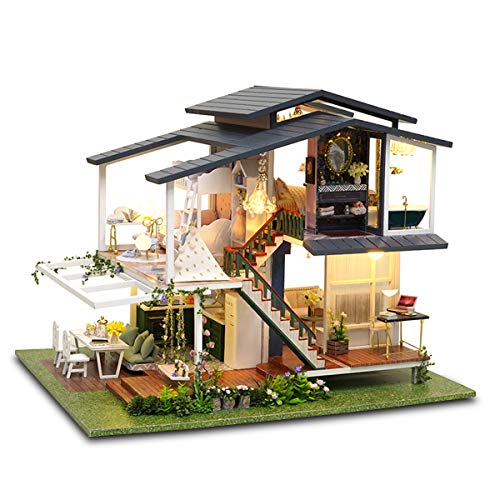 GuDoQi DIY Miniature Dollhouse Kit, Tiny House kit with Music, Miniature House Kit 1:24 Scale Monet Garden, Great Handmade Crafts Gift for Birthday GuDoQi