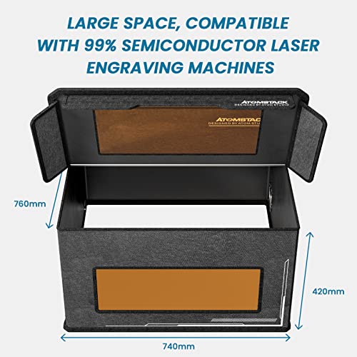 ATOMSTACK FB2 Laser Engraver Enclosure 30" X 29" X 17" with Exhaust Vent & Pipe, Fireproof Dustproof Foldable Protective Cover Odor Noise Reduction ATOMSTACK