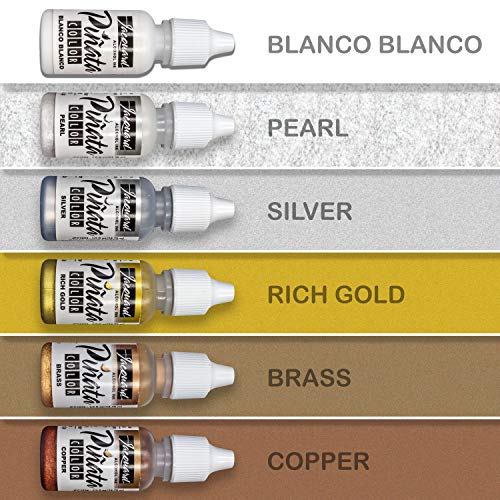 Jacquard Pinata Alcohol Ink - Metallic Alcohol Ink Colors Bundle - Made in USA - Silver - Copper - Pearl - Brass - Rich Gold - Blanco Blanco - Moshify