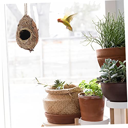 SUPVOX Straw Bird Nest Bird House Unfinished Birdhouses Bird Bed Gardening Birds Nest Large Bird Feeders Handmade Birds Woven Bird Hut Plant SUPVOX