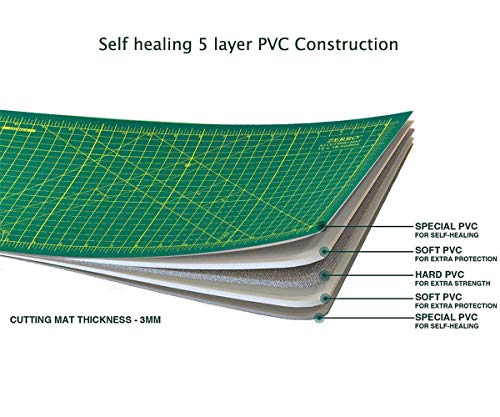 ZERRO Self Healing Cutting Mat Double Sided Durable No-slip 5-Ply 12" x 18" (A3)… ZERRO