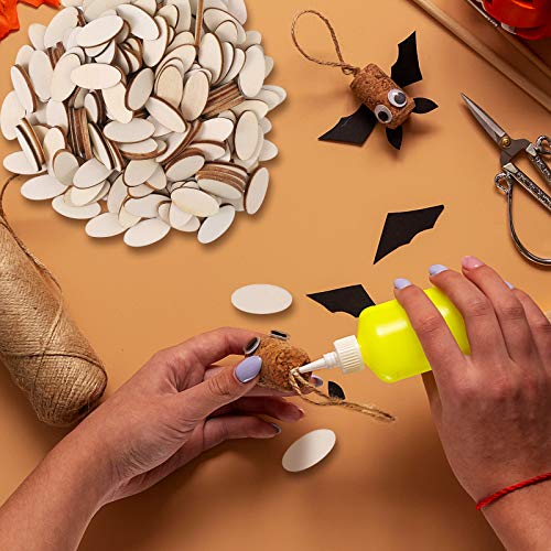 NUOBESTY 200pcs Unfinished Wood Oval Slices Natural Rustic Wooden Cutout Oval Wood Pieces Tag for DIY Craft Wedding Centerpiece Christmas NUOBESTY