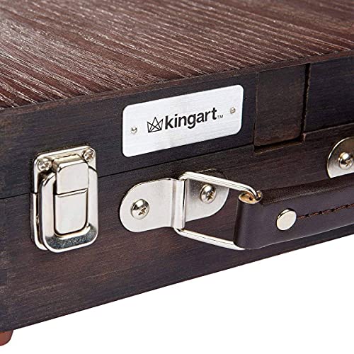 KINGART 702 Adjustable Wood Table Sketchbox Easel, Premium Beechwood Espresso Stain - Portable Artist Desktop Storage Case, Hold All Supplies KINGART