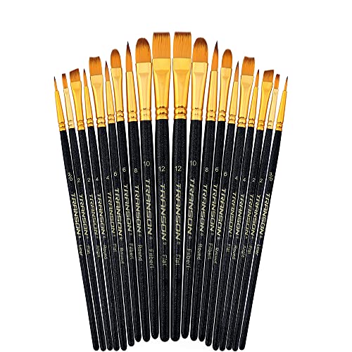 Transon 20pcs Art Painting Brush Set with Acrylic Paint Set 12-Color TRANSON