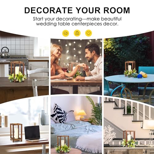 Neoflavie 12 Pcs Wooden Wedding Lantern Centerpiece, Lantern Candle Holder for Rustic Wedding Table Decoration, Farmhouse Candle Lantern for Neoflavie