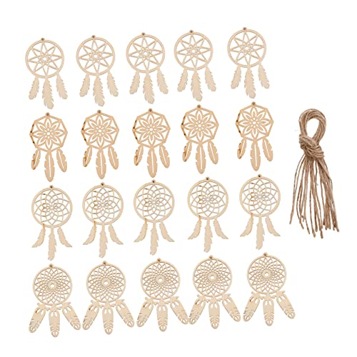 KALLORY 40pcs Wooden Dreamcatcher Xmas Embellishments Ornaments Unfinished Christmas DIY Dreamcatcher Hanging Ornaments Wood Crafts for Kids DIY KALLORY