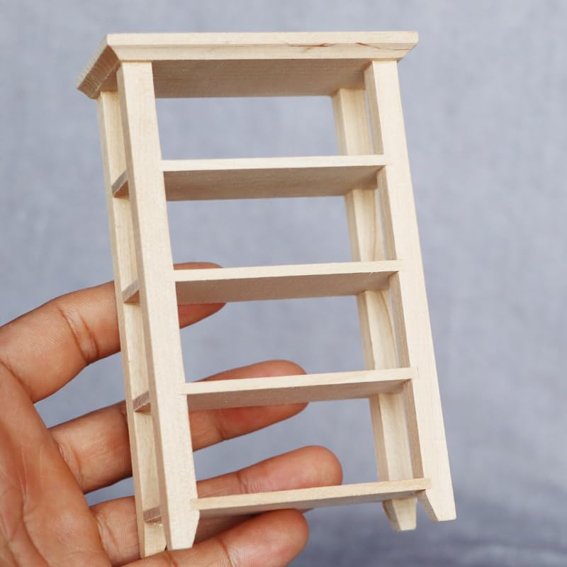 AirAds Dollhouse 1:12 Scale Dollhouse Miniature Furniture Bookcase Unfinished Wood Air-Ads Supplies