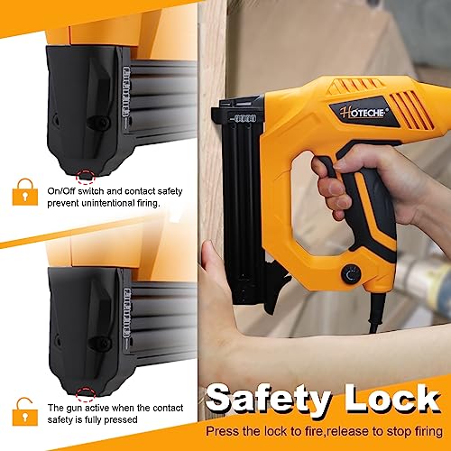 Hoteche 18GA 2-in-1 Electric Brad Nailer/Stapler 19/32-Inch to 1-1/4 Inch Staple Gun Power Adjustable Nail Gun with 2000Pcs Brad Nails& Staples for Hoteche