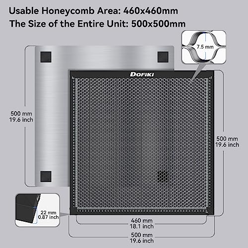 Dofiki Honeycomb Laser Bed 500mm x 500mm Steel Laser Honeycomb Work Table for Most Laser Engraver, Magnetic Honeycomb Cutting Size 19.68" x 19.68" Dofiki