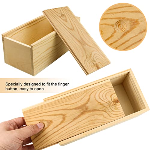 BILLIOTEAM 2 Pack Unfinished Wood Storage Box with Slide Lid,Blank Natural Wood Case Container for Christmas,Wedding,Party,Gift Jewelry Box,DIY BILLIOTEAM