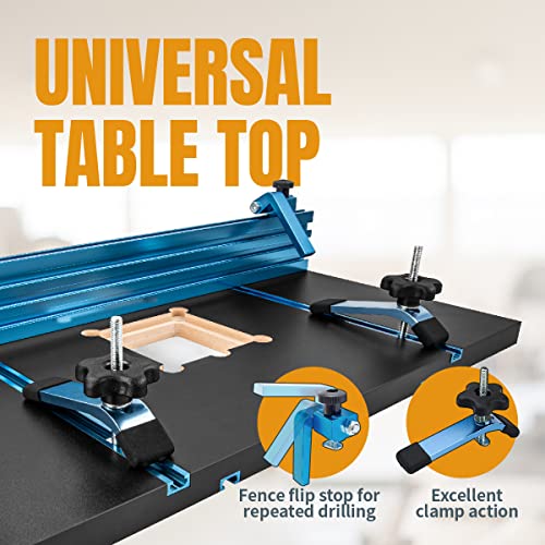 POWERTEC 71539 14"x24" Drill Press Table Set-Up Kit w/T Track Fence, Hold Down Clamps and Installation Hardware For 12” Drill Presses or Larger POWERTEC